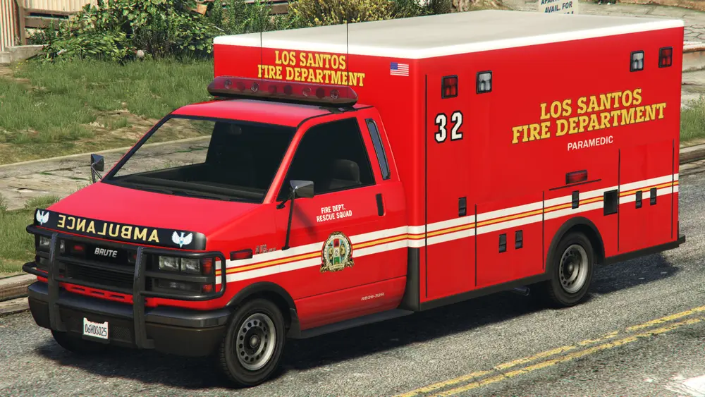 نسخهی GTA V، Los Santos Fire Department. (نمای زاویه عقب)
