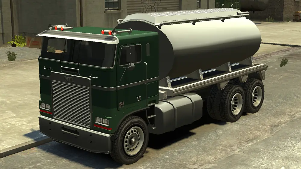 یک Packer با تانکر در GTA IV. (نمای زاویه عقب)