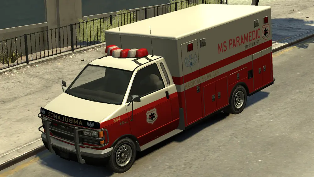 یک آمبولانس با بولبار جلو در GTA IV.