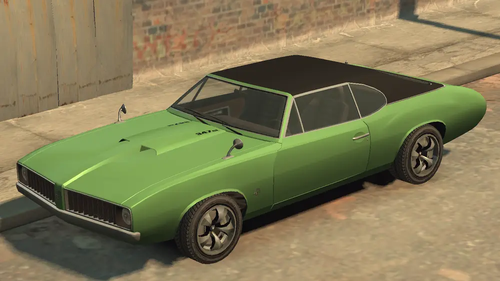 یک Stallion با سقف نرم در GTA IV و Episodes from Liberty City. (نمای زاویه عقب)