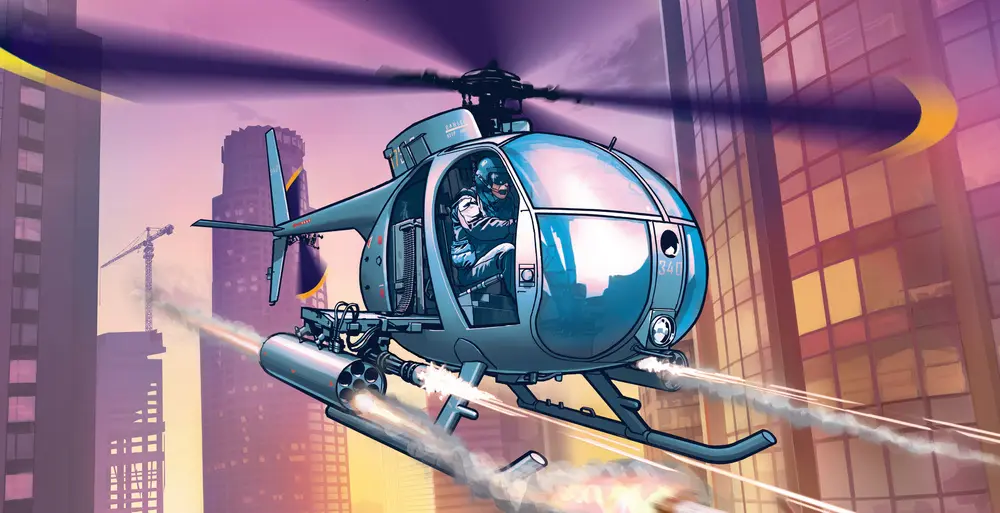 آثار هنری Buzzard Attack Chopper که روی جلد GTA V دیده میشود.